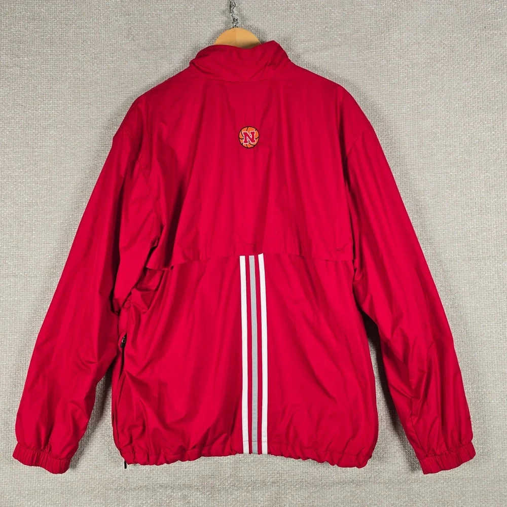 Vintage Adidas Nebraska Huskers Basketball Pullover Windbreaker Mens L Red 00s